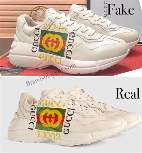 rhyton gucci logo leather sneaker fake|gucci rhyton logo print.